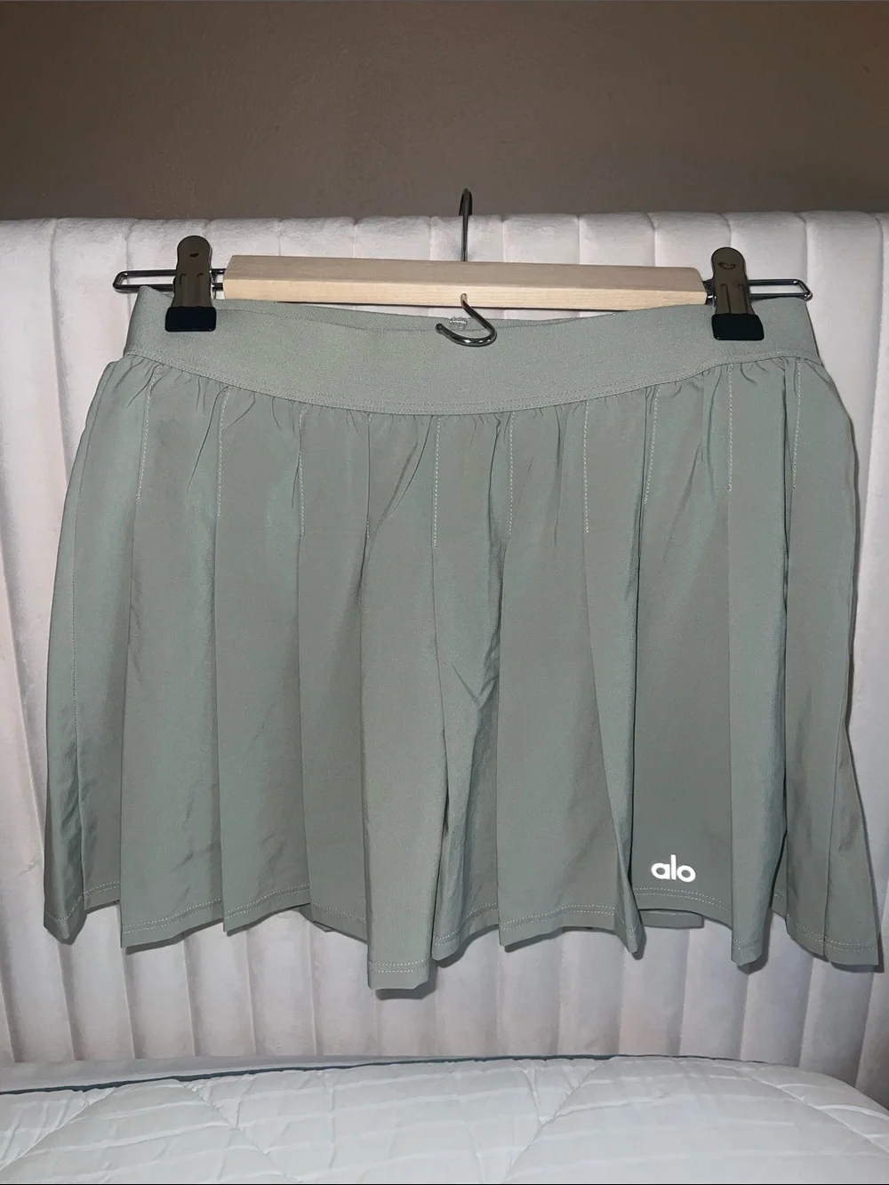 ALO Yoga Sage Green Pleated Tennis Skirt